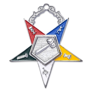 Grand Adah Order of Eastern Star OES Gold Metal <b>Pin</b> Blue Triangle Sword Emblem Ceremonial Regalia Hard Enamel Religious Theme - Product Image 6