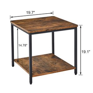 Rustic Wood Top <b>End</b> <b>Table</b> with Black Metal Frame for Living Room Bedroom Home Furniture Modern Industrial Accent <b>Table</b> - Product Image 1