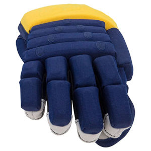Guantes de hockey sobre hielo azules y amarillos con acolchado protector para la seguridad de las manos - Product Image 4
