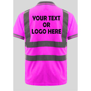 Polo de sécurité haute visibilité pour homme, 100% polyester, deux tons, manches courtes, logo réfléchissant personnalisé, haute qualité - Product Image 5