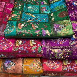 Tissu en soie Dola tissé léger de 45 pouces avec imprimé placé pour filles/garçons, idéal pour les costumes Anarkali, les Kurtis et les jupes ethniques - Product Image 6