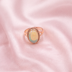 Natural Rainbow Ethiopian <b>Opal</b> <b>Ring</b> 925 Sterling Silver Handmade Statement Rose Gold Yellow Gold Plated Oval Gemstone Jewelry - Product Image 4