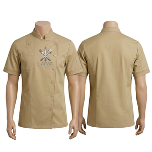 Mens Chef Uniform 200 GSM Premium Poly Cotton Lime Green Short Sleeve Contrast Piping <b>Kitchen</b> Coat With Custom Embroidery Logo - Product Image 6