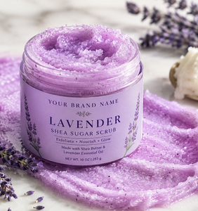 OEM Private Label Organic Lavender Shea Sugar <b>Body</b> <b>Scrub</b> Deep Exfoliating Moisturizing <b>Body</b> Polish for Wholesale Bulk Supply - Product Image 1