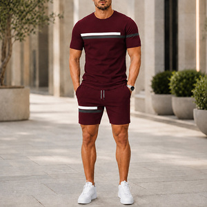 Ensemble de survêtement léger et respirant deux pièces pour homme J S Sports, imprimé dégradé personnalisé, idéal pour l'été et les activités décontractées - Product Image 5