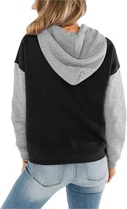 เสื้อฮู้ดสวมหัวแขนยาวลำลองของผู้หญิงเสื้อสเวตเชิ้ตมีฮู้ดสีบล็อกและกระเป๋า - Product Image 5