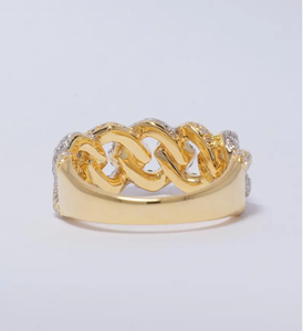 Anillo de Oro y Plata con Eslabones Cubanos y Diamantes de Imitación para Hombre, Joyería de Moda de Lujo Estilo Cadena Hip Hop - Product Image 3