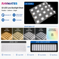 Feuille LED Flexible Mono avec Lentille, 32 LED Personnalisables, DC24V 11W, Découpable, Panneau LED RGBW 4-en-1 pour Rétroéclairage de Pierre
