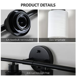 Design contemporaneo per cameretta da bagno moderno a 8 luci per parete da bagno in vetro bianco smerigliato con struttura in ferro nero per cameretta - Product Image 6