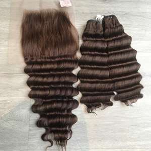 Extremos gruesos de onda profunda Estilo elegante Largo Natural #2 Peluca de color marrón Extensiones de cabello humano vietnamita - Product Image 4