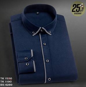 Magnifique chemise habillée formelle à manches longues 100% coton pour hommes Logo personnalisé exportation décontractée du Bangladesh pour la saison d'automne - Product Image 4