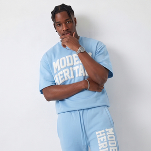 En gros, Ensemble de survêtement pour hommes avec T-shirt oversize et pantalon de survêtement évasé à coupe ample, personnalisable par impression en relief - Product Image 3