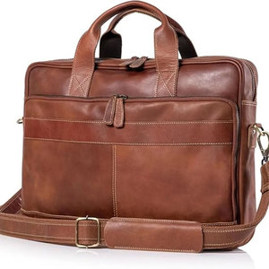 Sacs pour ordinateur portable en cuir de qualité supérieure, fermeture à glissière, design multi-poches, sacs pour ordinateur portable en cuir haut de gamme - Product Image 5