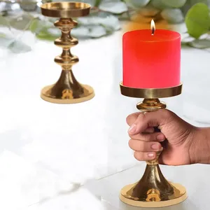 Candelabro de latón Pure Source India, portavelas de alta calidad con diseño único para decoración del hogar, fiestas y bodas - Product Image 3