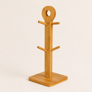 Minimalist Wooden Mug Holder & Cup <b>Tree</b> <b>Stand</b> Premium Bamboo Coffee Bar Accessory For Home Decor Office & Cafe Countertop Rack - Product Image 5