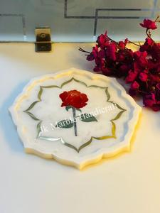 จานหินอ่อนทำมือสุดหรู เทคนิคการขัดเงา ลายวงกลม ของตกแต่งบ้านสุดโดดเด่น ของขวัญแต่งงาน ราคาขายส่ง - Product Image 2