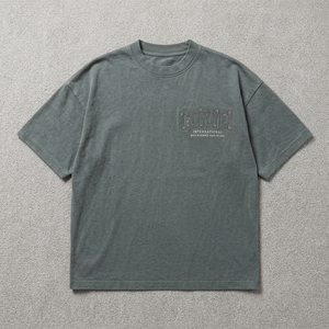 Distressed Wash Streetwear <b>men's</b> <b>shirts</b> Tackle Twill Fabric Applique Oversized T-<b>Shirt</b> Short Sleeves Custom Embossed Front Logo - Product Image 3