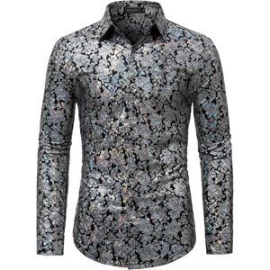 2025 Luxury Men's Paisley <b>Gold</b> Shiny Long Sleeve Dress <b>Shirts</b> Disco Party Prom Button Down Performance Wear - Product Image 2