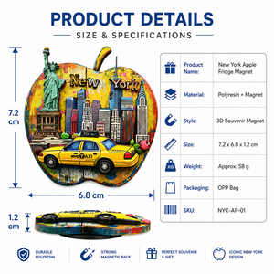 Magnete per Frigorifero Souvenir di NYC Personalizzato, 3D in Resina, Big Apple, Statua della Libertà, Taxi, Skyline, Decorazione all'Ingrosso - Product Image 3