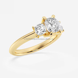 Femmes élégant Vintage 14k or 18k fiançailles/bague de mariage coussin laboratoire créé IGI/GIA laboratoire cultivé diamant parfait bijoux de fête - Product Image 3
