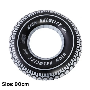 Bouée gonflable noire robuste de 90 cm pour enfants et adultes - Flotteur de piscine en PVC durable pour le plaisir estival à la plage et en station balnéaire - Product Image 2