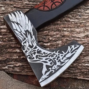 Tête de hache Tomahawk artisanale sur mesure en acier à haute teneur en carbone avec manche en bois de frêne, outil de survie industriel OEM DIY, cadeau pour les pères et les garçons d'honneur - Product Image 3