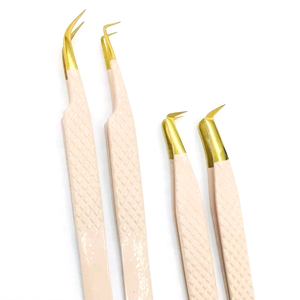 Pinzas de Acero Inoxidable para Extensión de Pestañas, Etiqueta Personalizada, Herramientas de Belleza al por Mayor con Puntas de Volumen y Fibra en Venta - Product Image 3