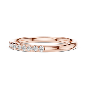Rose Gold Lab Grown Diamond Shared Prong Wedding Band Minimalist Half Eternity <b>Stacking</b> <b>Ring</b> Women's Fine Jewelry - Product Image 3