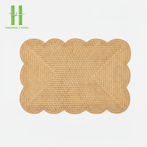 Handcrafted Bamboo Bohemian Eco-Friendly Round Flower Placemat Charger <b>Plates</b> <b>Wall</b> Decoration Made in Vietnam - Product Image 3