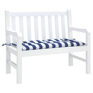 Coussin de banc de jardin extérieur à rayures bleues et blanches - Product Image 3