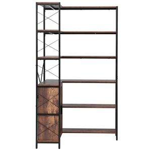 Libreria angolare a L girevole a 6 livelli in stile rustico con armadio contenitore alto 70 pollici e 10 ripiani - Product Image 1