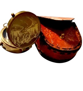 <b>Antique</b> Style Brass <b>Compass</b> with Embossed Leather Case - Product Image 4