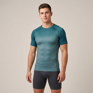 Men Compression Short Sleeve Shirt Solid Color O-Neck Quick Dry Slim Fit Sporty Gym Fitness Base Layer - Product Image 1