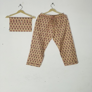 Ensemble de pyjama floral imprimé à la main de qualité supérieure 2026 - Vêtements de nuit en coton artisanal, pyjama et tenue d'intérieur d'été pour femme, cadeau - Product Image 3