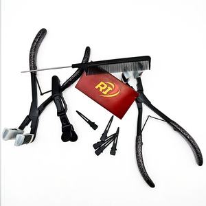 Professional Stainless Steel Hair Extension Beading <b>Tools</b> Kit Loop Clips Needles Tape Plier <b>Leather</b> <b>Pouch</b> Customizable - Product Image 6