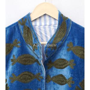 Wholesale Handmade Embroidered Velvet Jacket | Reversible Boho Colorful Nature Floral Stripe Butterfly Casual Eco-Friendly - Product Image 4