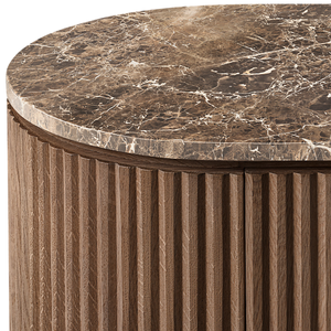 Aparador Contemporáneo con Acabado en Teca Marrón Oscuro, Cubierta de Mármol Premium, Frente Vertical Acanalado, Duradero y Ecológico - Product Image 4