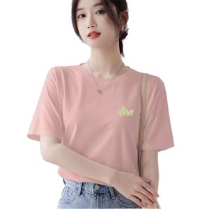 High Demanding Custom Logo Women's Short Sleeved Silk/Cotton <b>T</b>-<b>shirt</b> Winter Casual Breathable Versatile Top Loose Fit Streetwear - Product Image 1