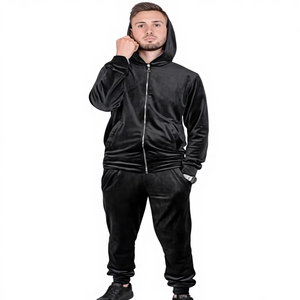 Velpur <b>Velvet</b> Custom Unisex Slim Fit Full Zipper Lightweight Windproof Plus Size Quick Dry Hooded Solid <b>Tracksuit</b> Sustainable - Product Image 1