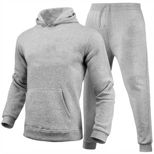 Nuevo Conjunto Deportivo con Capucha Gris para Hombre con Logotipo Personalizado, Pantalones con Cordón de Color Sólido y Mangas Largas, con Bolsillos Laterales, Ropa de Otoño - Product Image 1