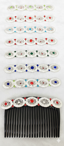 Broche indienne traditionnelle plaquée or 22 carats, faite à la main, avec pierre verte et pendentifs - Product Image 5