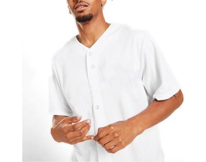 Camiseta de Béisbol Blanca para Hombre, Cuello Redondo, Manga Corta, Corte Regular, Color Sólido, 100% Poliéster, Tejido de Malla Transpirable, Personalizable para Equipos - Product Image 4