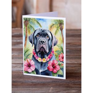 Cartes de voeux lunatiques napolitaines Mastiff Luau Pack de 8 A7 Taille 5x7 Cartes de notes vierges avec enveloppes - Product Image 2