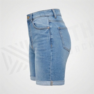 Shorts de Mezclilla para Mujer, Cintura Media, Corte Recto, Ajustados, Transpirables, Lavados, Casuales, Formales, de Verano, Color Personalizado, Estilo Moderno - Product Image 3