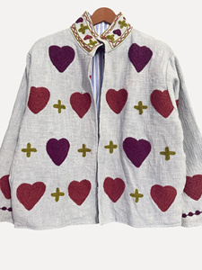 Poncho en laine bohème avec broderie en forme de cœur, manches longues, col montant, grande taille, vêtements d'extérieur d'hiver pour adultes - Product Image 3