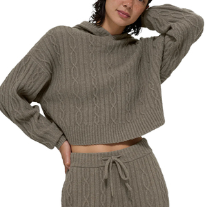 Sudadera con capucha de punto trenzado personalizada de alta demanda para mujer, jersey cálido de invierno, ropa de descanso extragrande, proveedor de prendas de punto con etiqueta privada OEM - Product Image 6