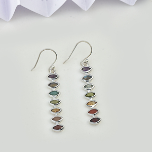 Pendientes de Lujo con Forma de Ojo, Estilo 2026, Pendientes Colgantes de Cobre Hechos a Mano, Multicolores, con Piedras Preciosas de los 7 Chakras, Arcoíris - Product Image 2