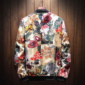 Stylish <b>Zip</b>-<b>Up</b> <b>Jacket</b> Printed Pattern Casual Lightweight Windbreaker Outerwear Trendy Layer for Daily Wear - Product Image 4