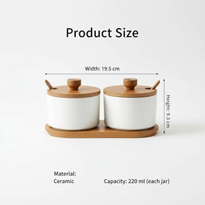 White Metal Tea Sugar <b>Pot</b> Set Of 2 With Wooden Lid And Tray Perfect For Guest Serving Elegant Kitchen Tableware Set From India - Product Image 3