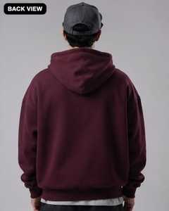 Sweat-shirt à capuche pour homme AURA ATTIRE, couleur bordeaux, coupe classique, en coton French Terry, décontracté, pour l'automne, avec logo imprimé sur le devant - Product Image 2
